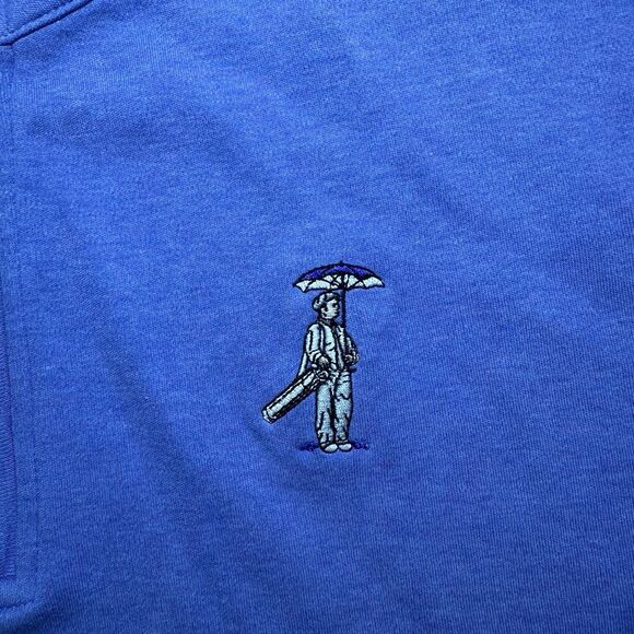 Peter Millar Crown Sport Mens Blue Long Sleeve Quarter Zip Golf Sweatshirt 2XL - Picture 2 of 5